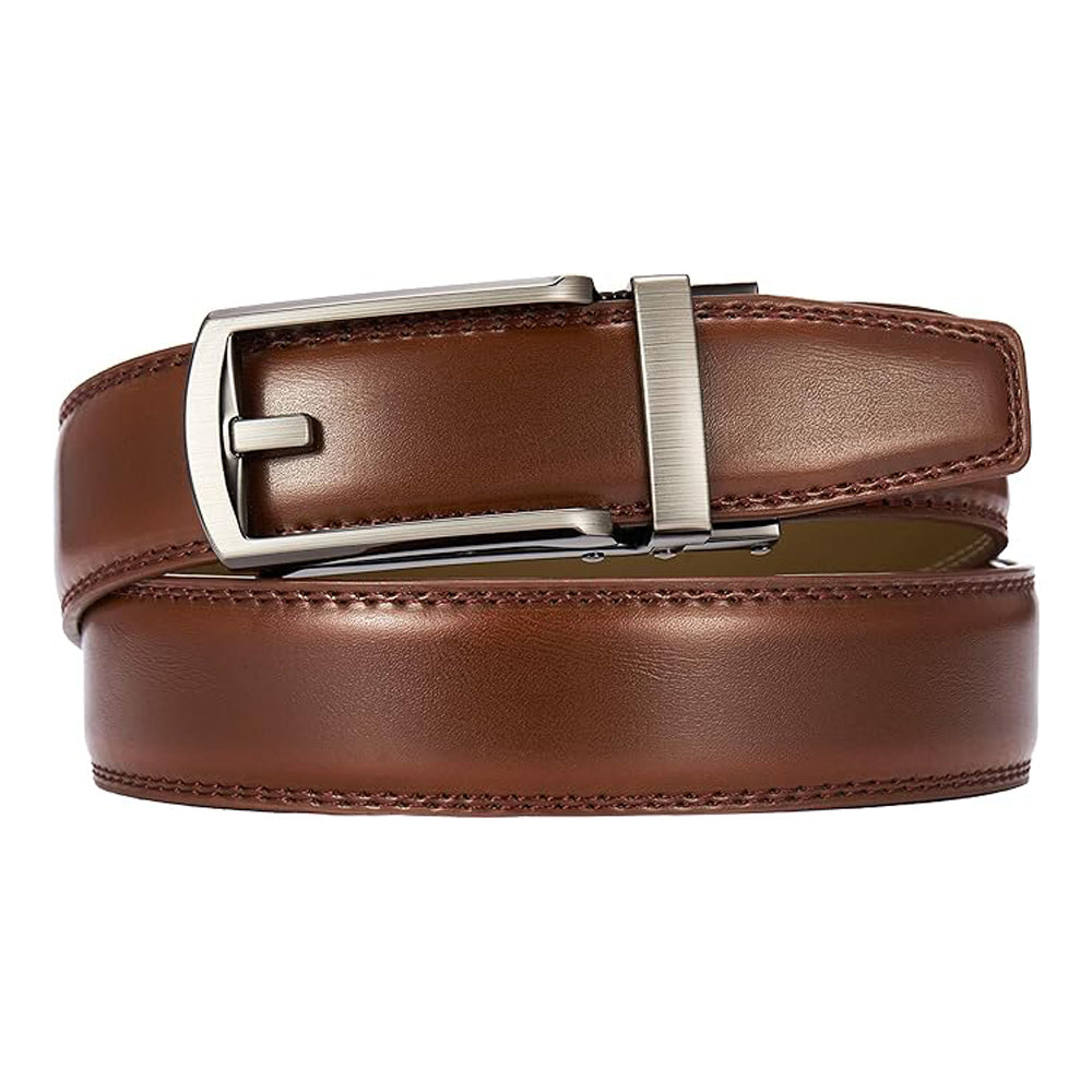 Ceinture en cuir à cliquet pour homme avec fermeture à pression – Style ajustable décontracté et formel