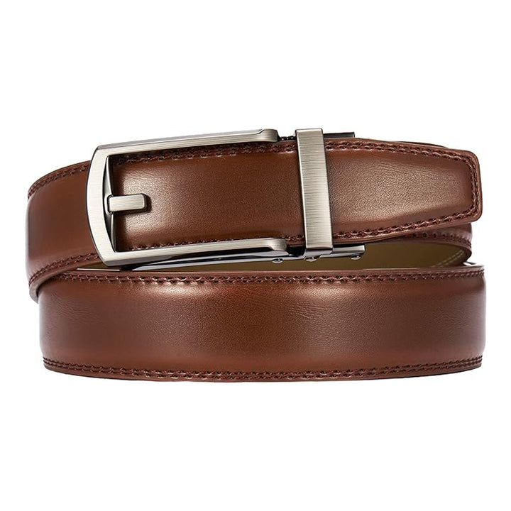 Ceinture en cuir à cliquet pour homme avec fermeture à pression – Style ajustable décontracté et formel