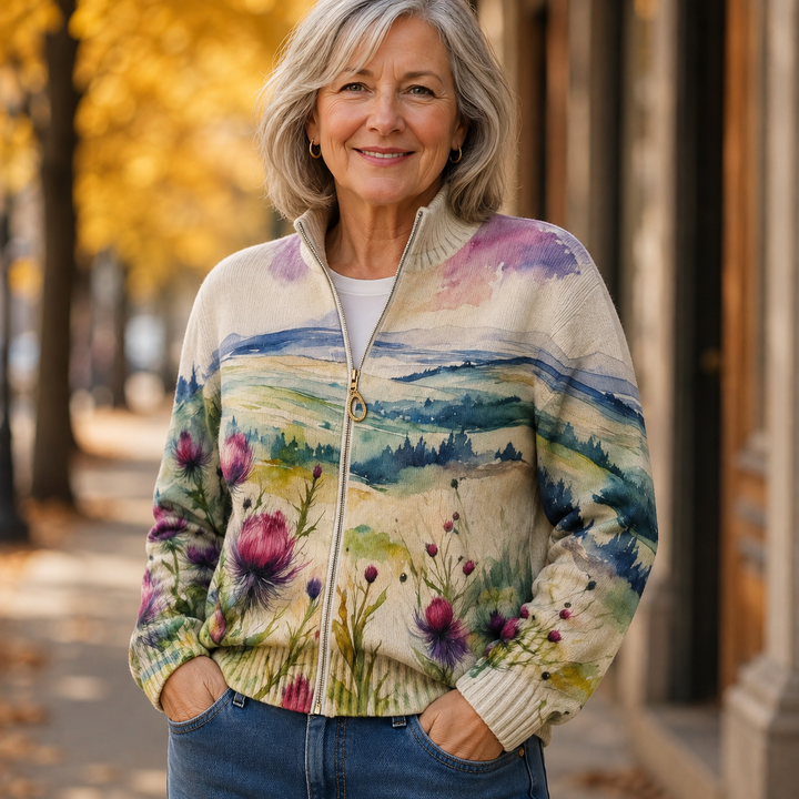 Zelda™ | Cardigan zippé à motif écossais