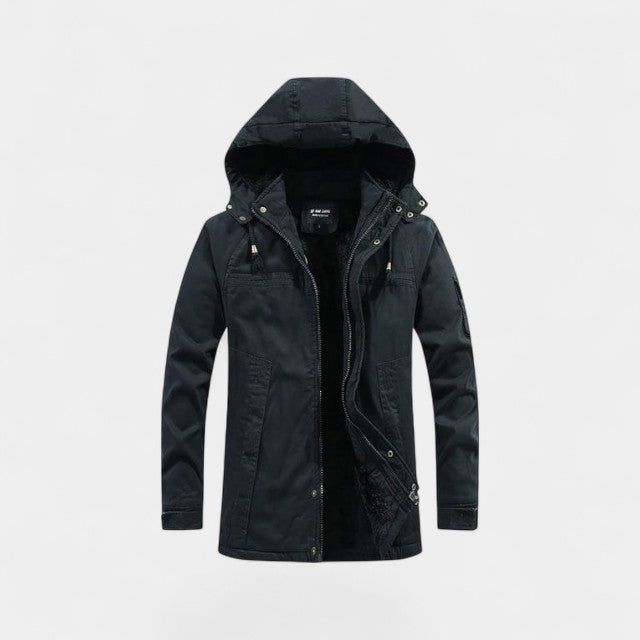 Parka homme coton capuche – Veste délavée à revers