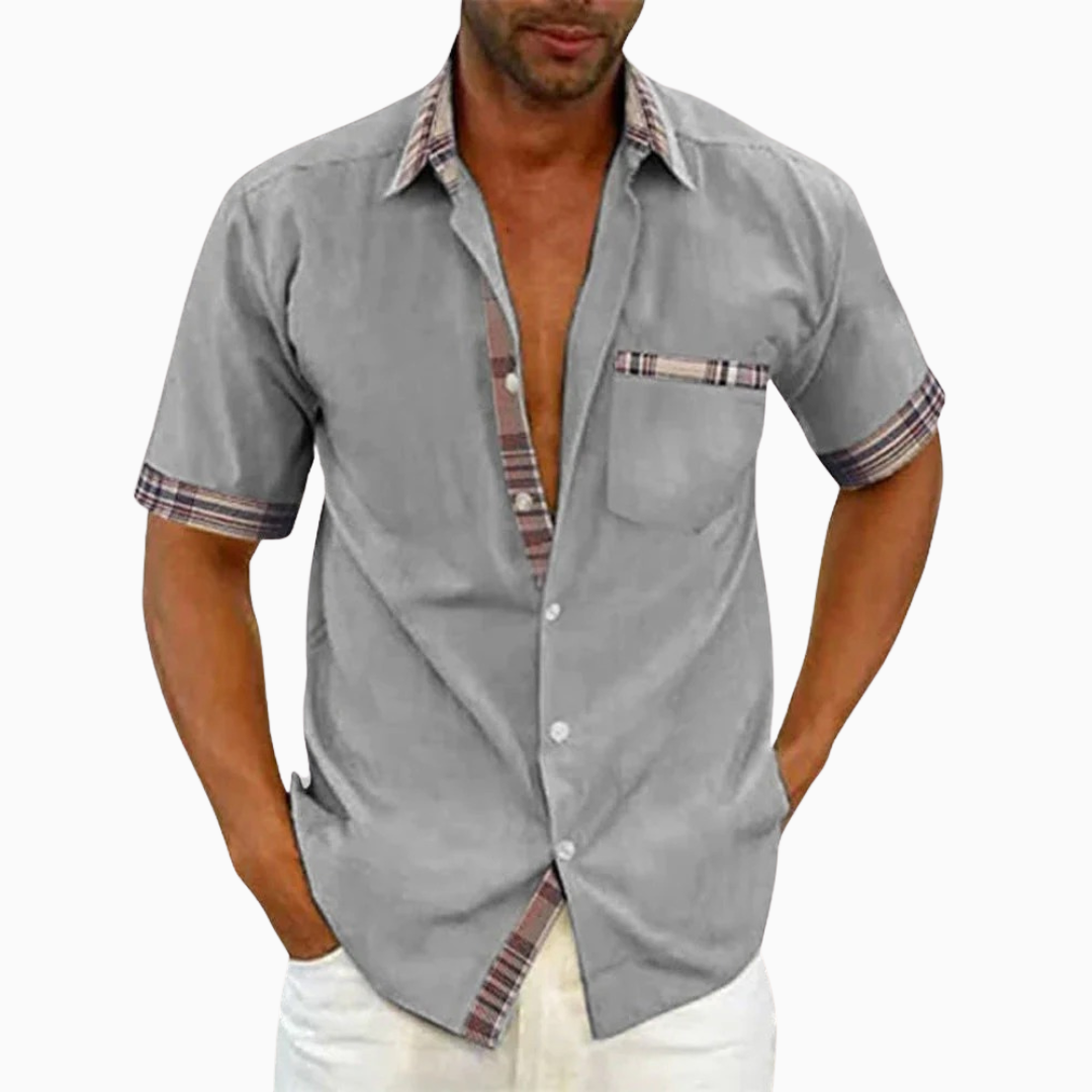 Lorenzo blouse homme été manches courtes poche poitrine style casual