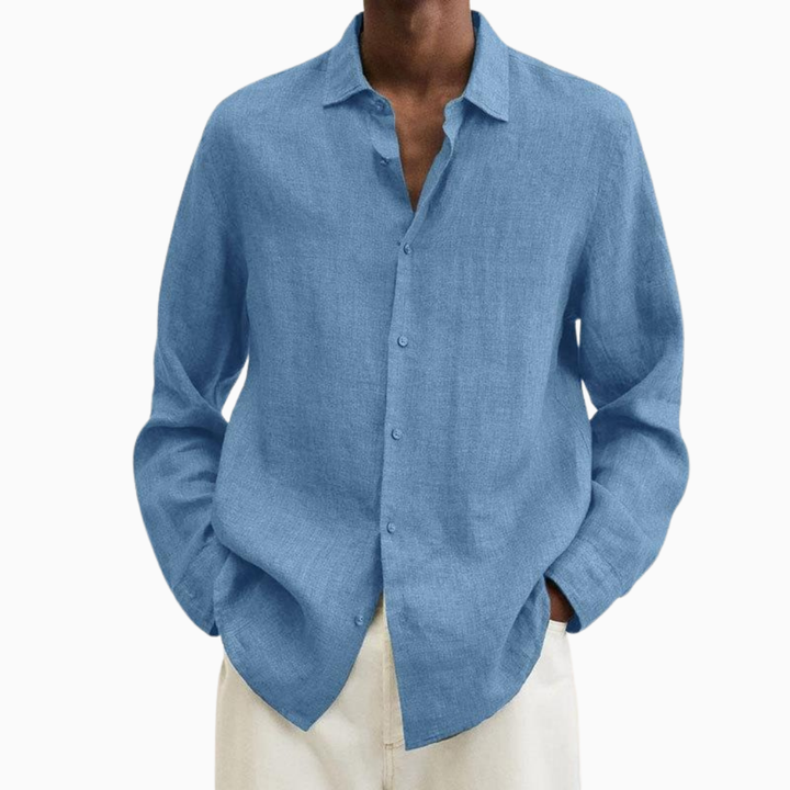 Lorenzo chemise homme en lin manches longues col chemise style casual