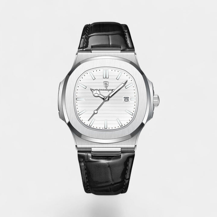 Montre pour Homme Bracelet Cuir Noir – Quartz Lumineuse et Étanche 40 mm