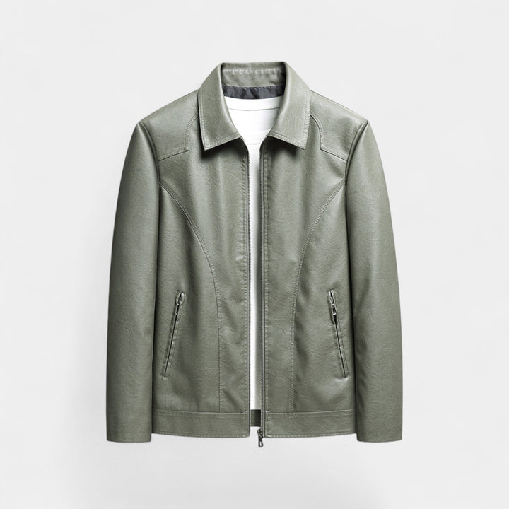 Veste homme cuir coupe slim – style coréen minimal