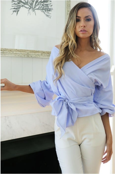Blouse en Coton Portefeuille Élégante Femmes – Féminine, Flatteur, Polyvalente