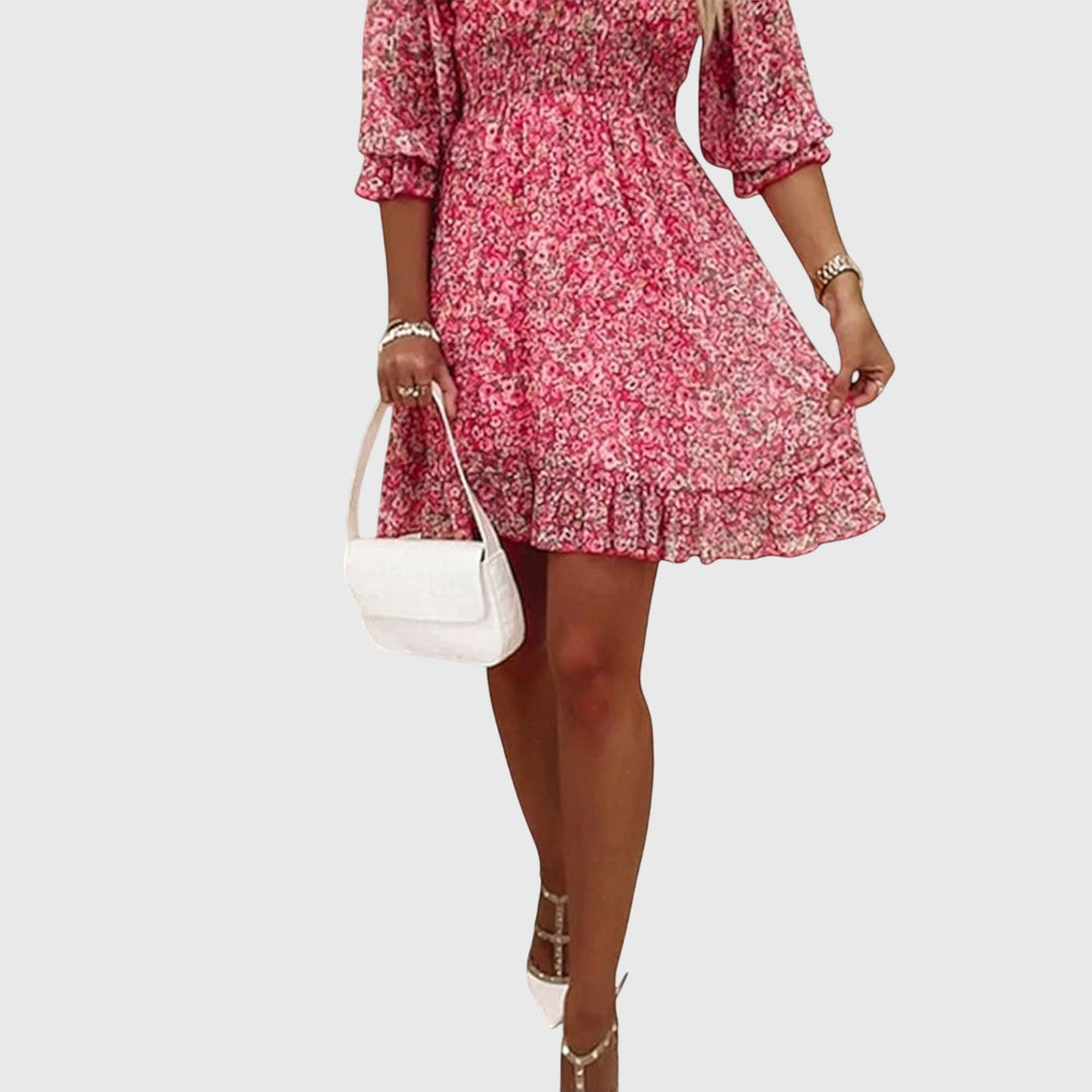 Christine | Robe à Manches Bouffantes Florales