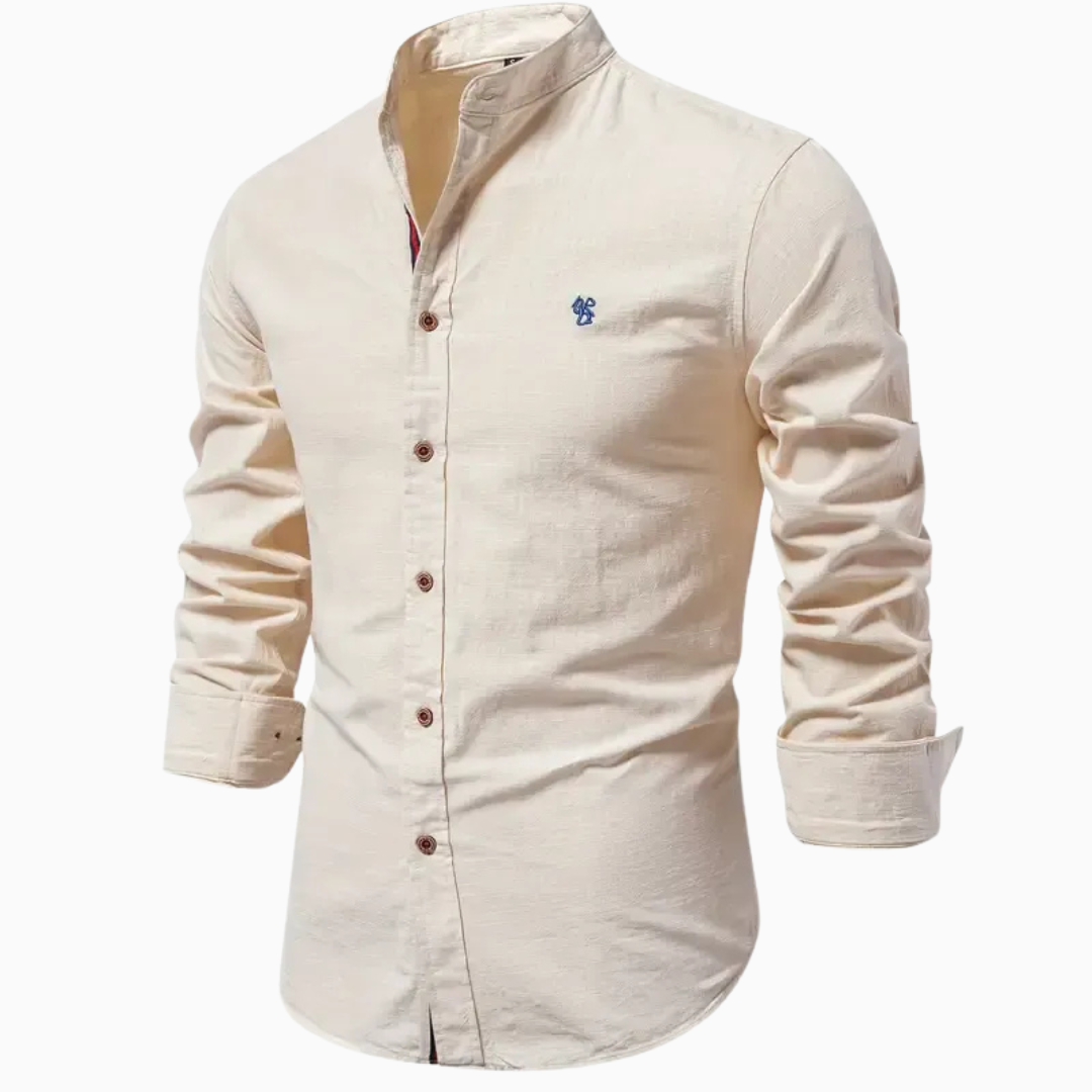 Elio chemise homme manches longues col montant style casual