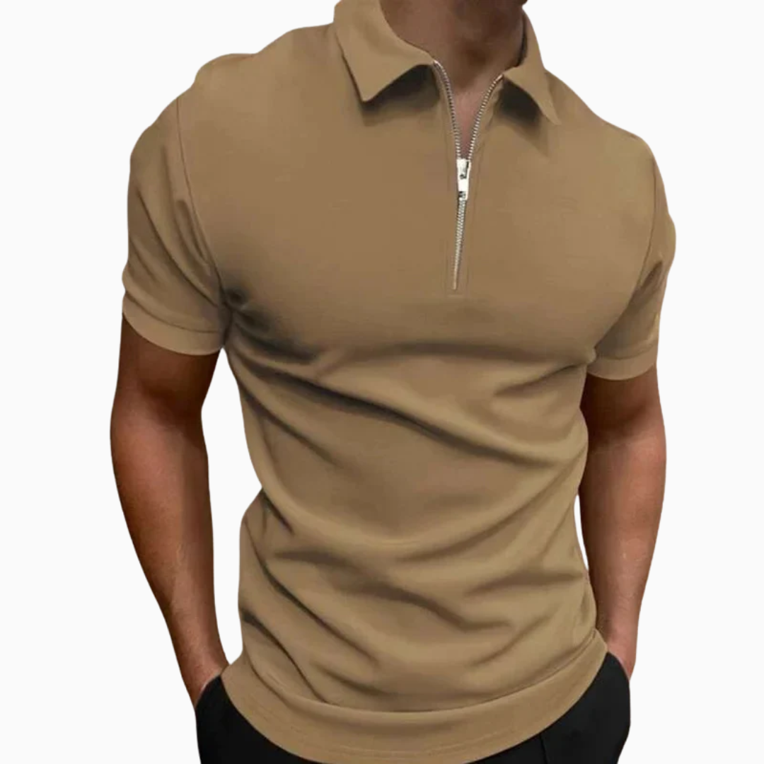 Polo Homme à Fermeture Zippée – Coupe Moderne et Ajustée