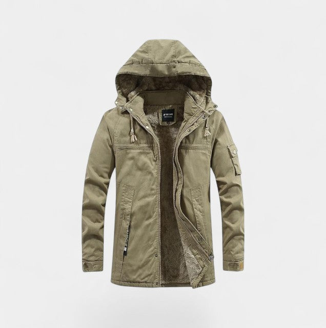 Parka homme coton capuche – Veste délavée à revers