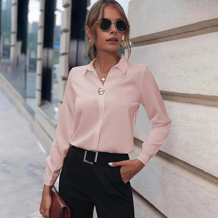 Blouse Femme Manches Longues Col V – Haut Essentiel Confortable