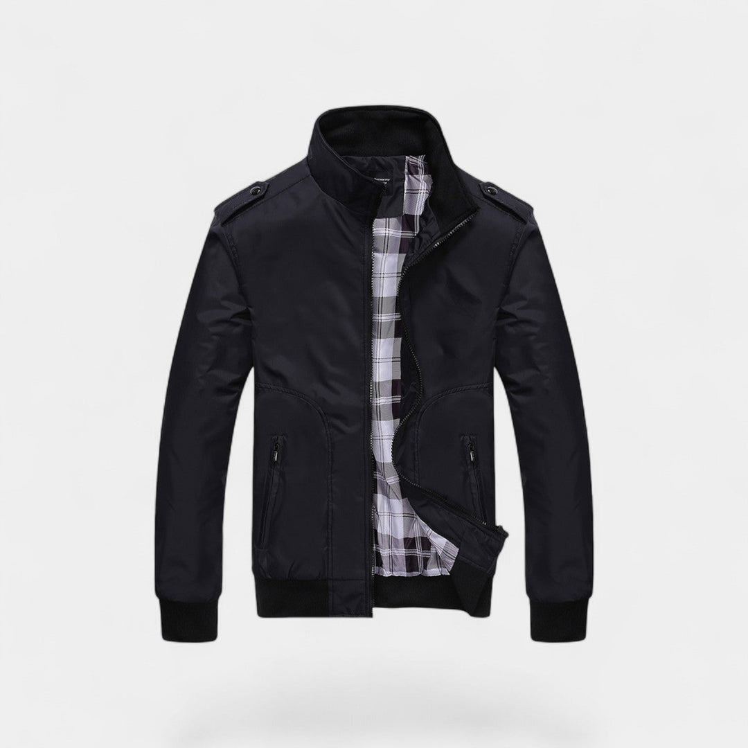 Veste Homme Col Montant en Mélange Tissé – Coupe Slim Ajustée