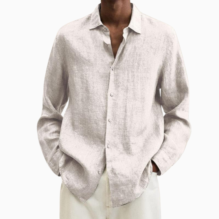 Lorenzo chemise homme en lin manches longues col chemise style casual