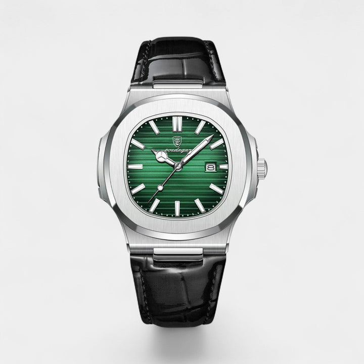 Montre pour Homme Bracelet Cuir Noir – Quartz Lumineuse et Étanche 40 mm