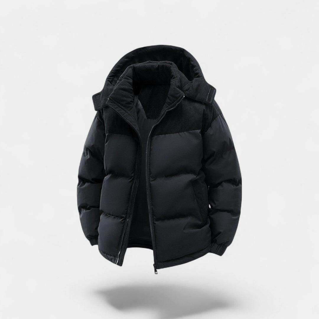 Doudoune homme à capuche coton amovible – épaissie, raffinée, silhouette hivernale