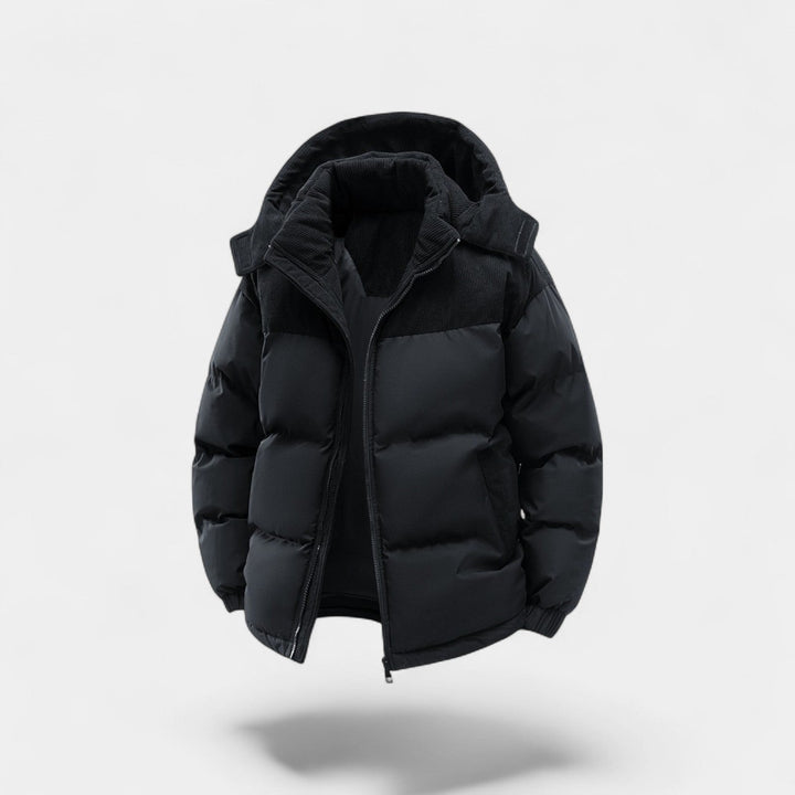 Doudoune homme à capuche coton amovible – épaissie, raffinée, silhouette hivernale