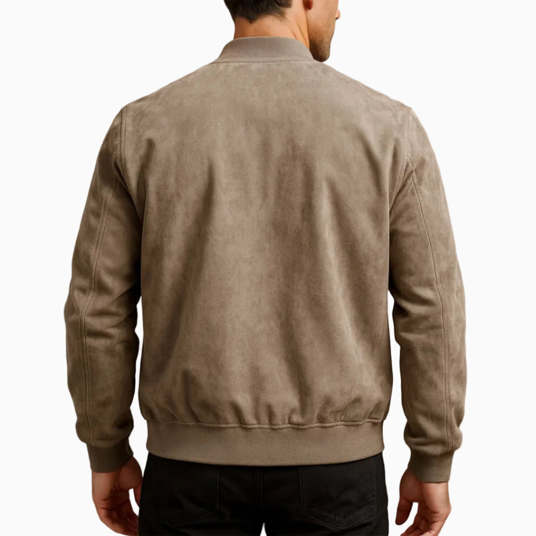 Veste Homme Style Suédine Zippée Design Bomber Décontracté Léger