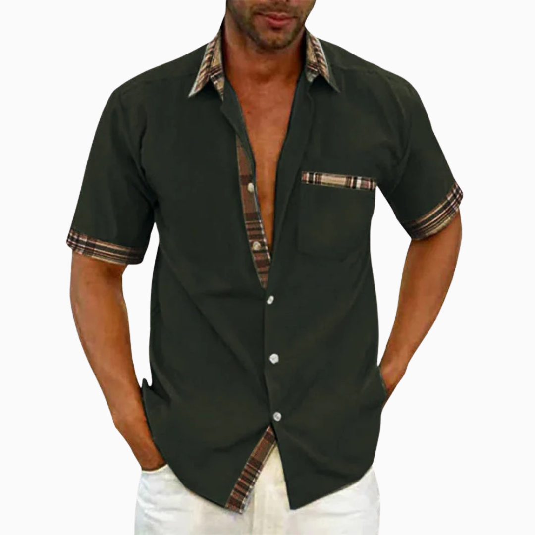 Lorenzo blouse homme été manches courtes poche poitrine style casual