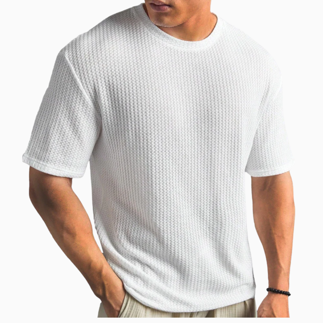 T-shirt homme texture gaufrée manches courtes col rond coupe confortable