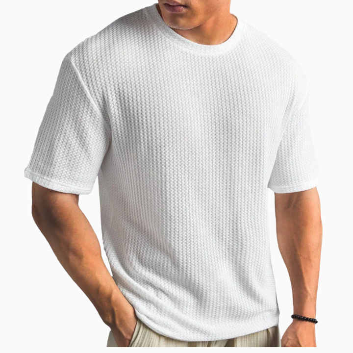 T-shirt homme texture gaufrée manches courtes col rond coupe confortable