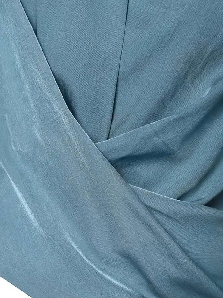 Chemisier cache-cœur élégant à col en V pour femme – Manches longues bouffantes