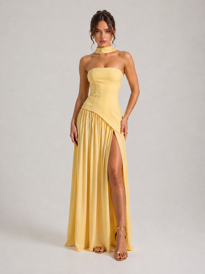 Solène Robe Fendue Drapée
