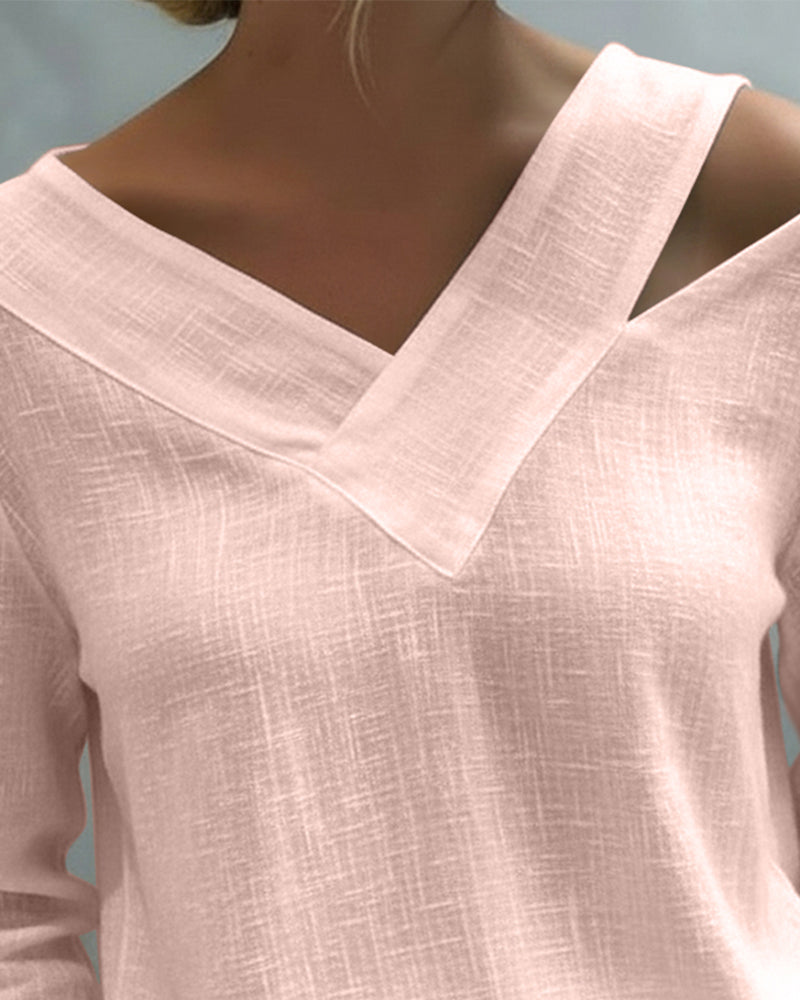 Haut élégant pour femme – Col en V asymétrique, style chic pour le travail et les soirées