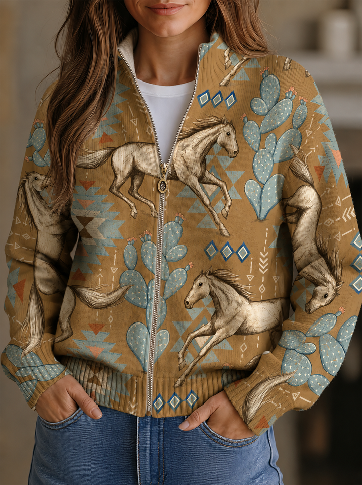 Perpetua™ | Cardigan Zip Cheval du Désert &amp; Cactus