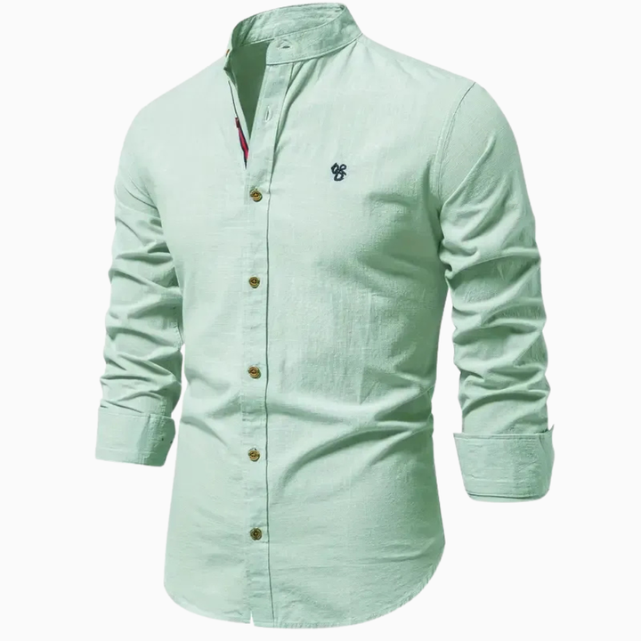 Elio chemise homme manches longues col montant style casual