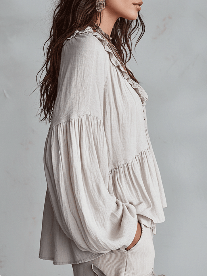 Blouse bohème femme à volants – Style vintage léger et romantique