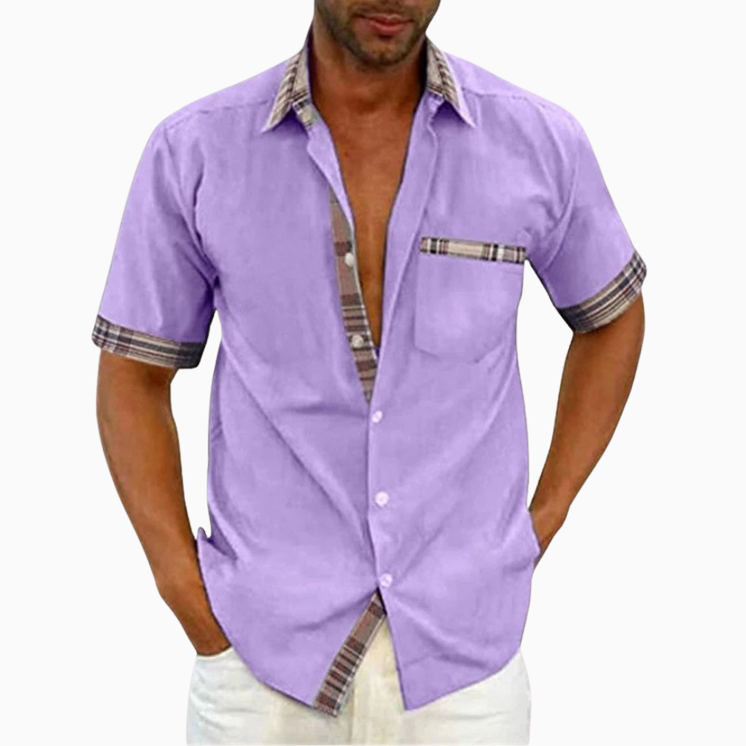 Lorenzo blouse homme été manches courtes poche poitrine style casual