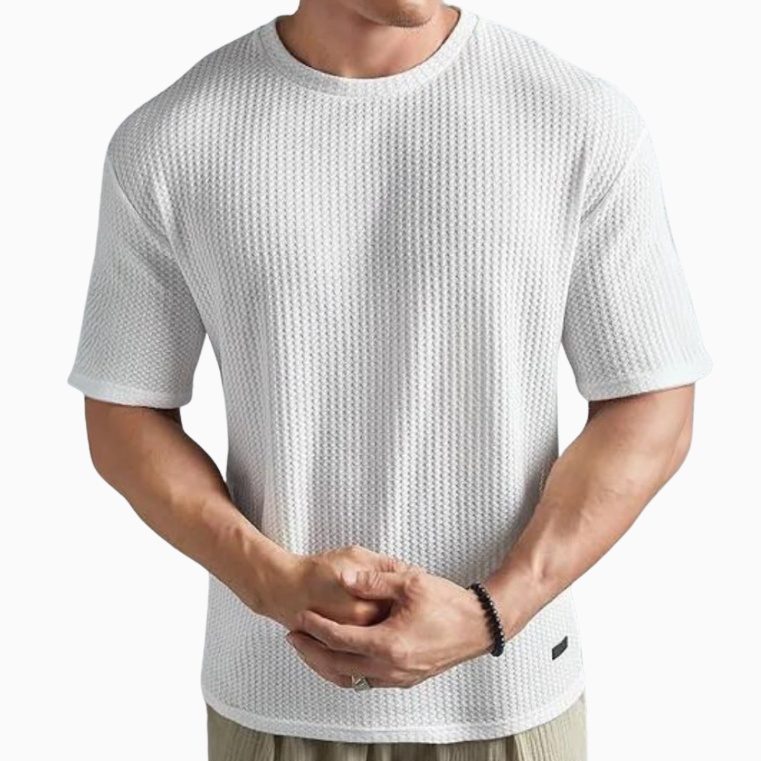 T-shirt homme texture gaufrée manches courtes col rond coupe confortable