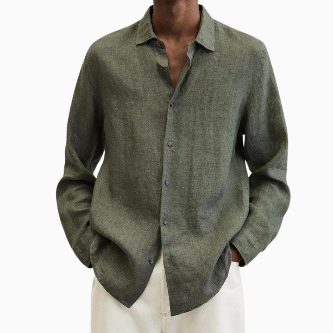 Lorenzo chemise homme en lin manches longues col chemise style casual