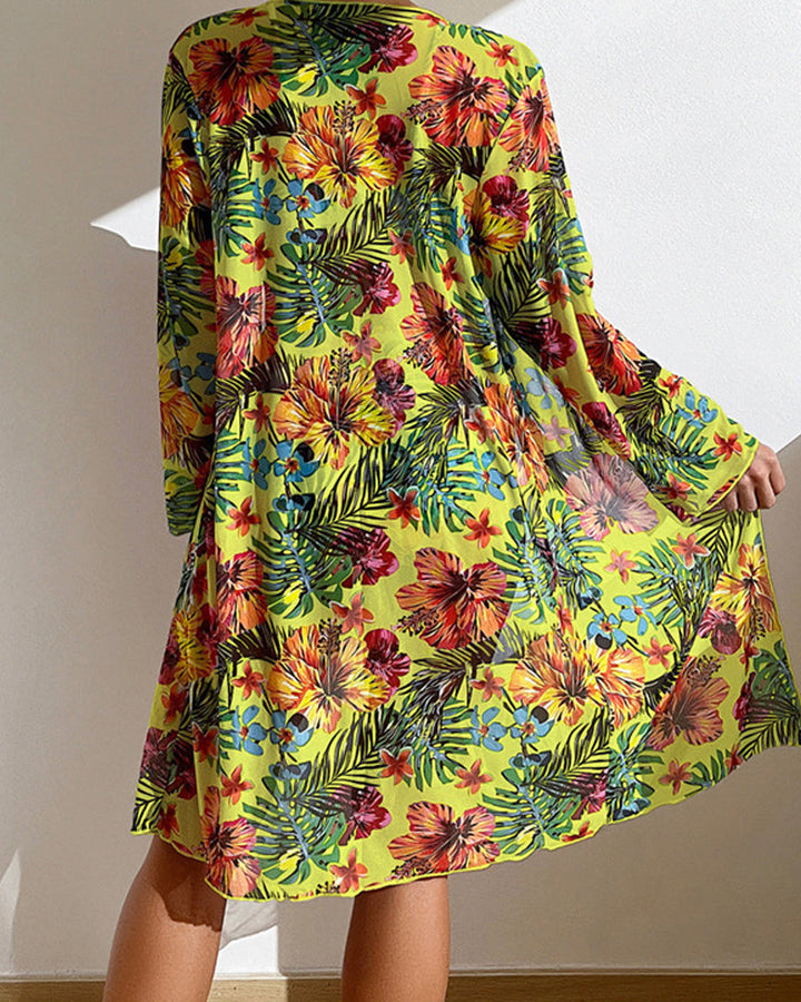 Valencia - Ensemble de Bikini Trois Pièces avec Fleurs