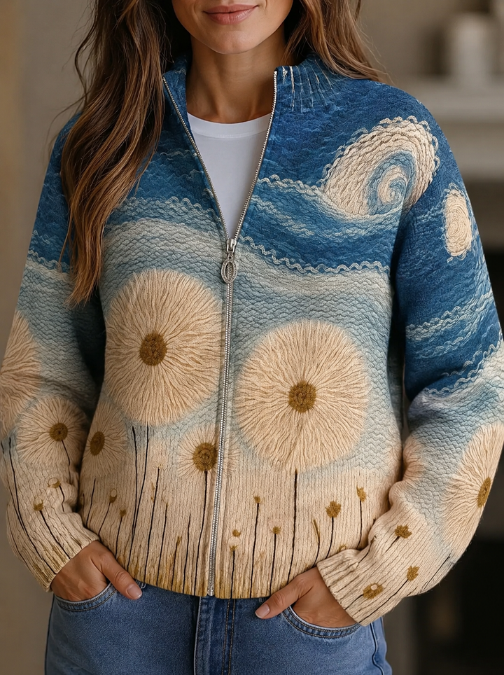 Yolanda™ | Cardigan matelassé zippé Dandelion Meadow