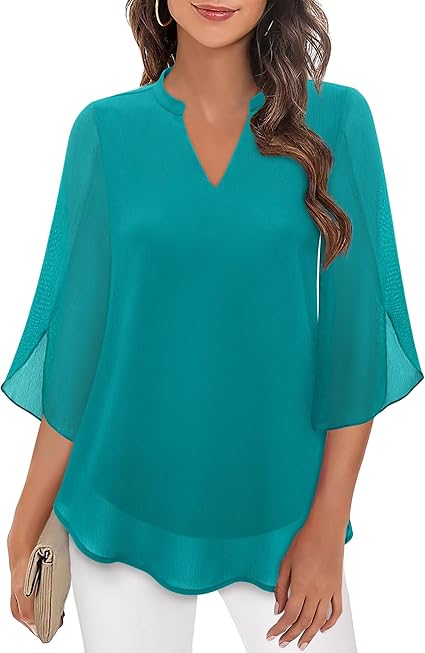 Blouse Décontractée Élégante Femme – Haut Col V Ample et Confortable