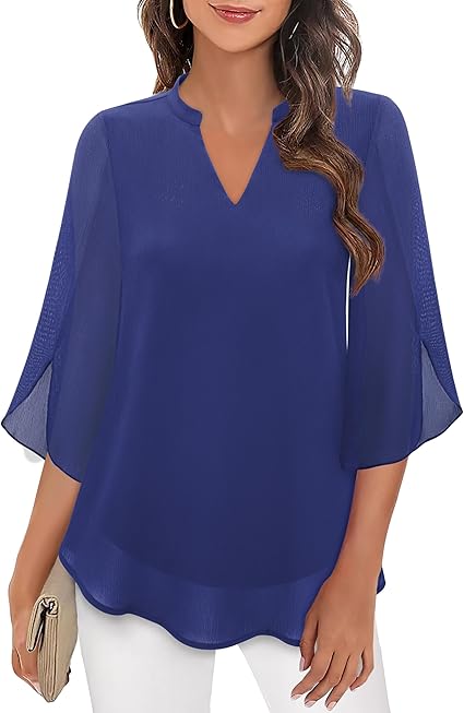 Blouse Décontractée Élégante Femme – Haut Col V Ample et Confortable