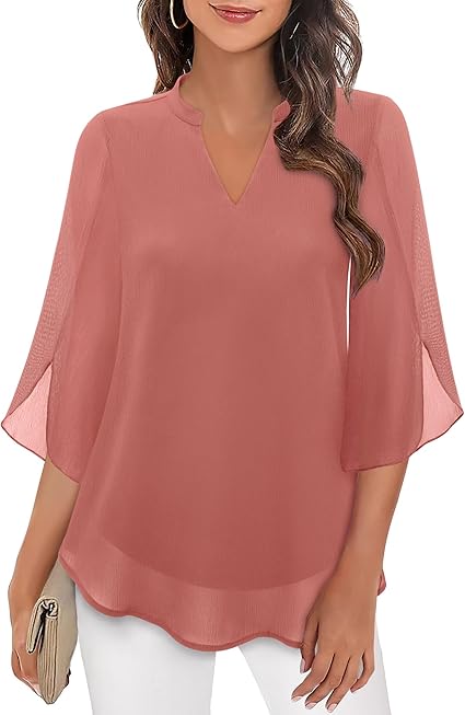 Blouse Décontractée Élégante Femme – Haut Col V Ample et Confortable