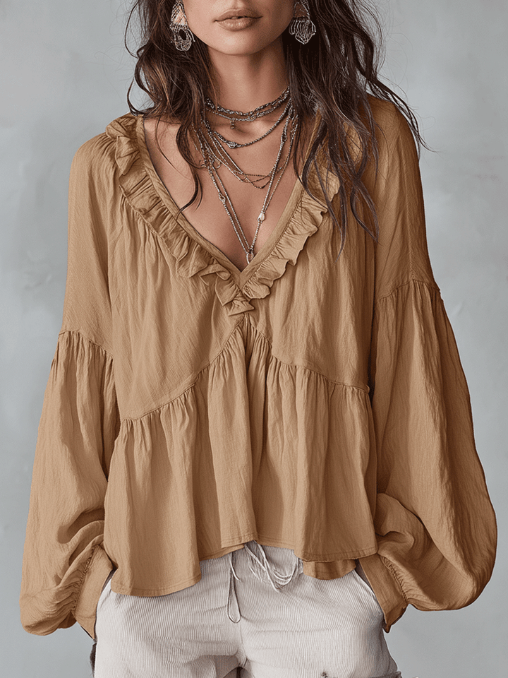 Blouse bohème femme à volants – Style vintage léger et romantique
