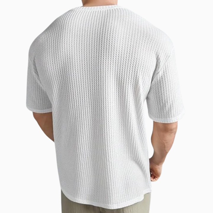 T-shirt homme texture gaufrée manches courtes col rond coupe confortable