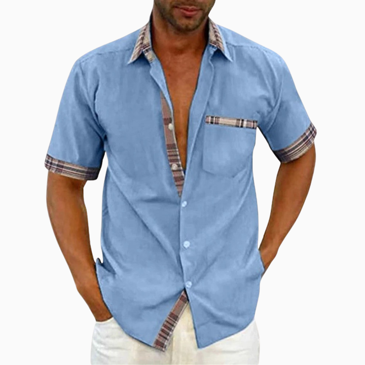 Lorenzo blouse homme été manches courtes poche poitrine style casual