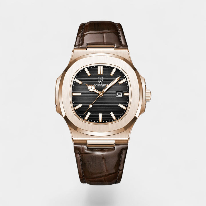 Montre pour Homme Bracelet Cuir – Quartz Lumineuse et Étanche 40 mm