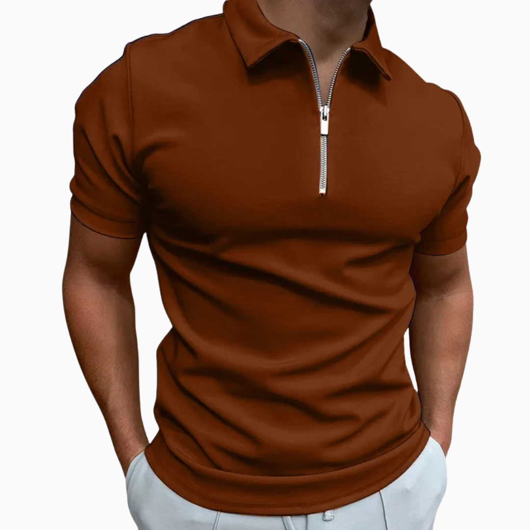 Polo Homme à Fermeture Zippée – Coupe Moderne et Ajustée