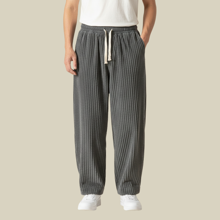 Pantalon Homme en Velours Côtelé Confortable – Taille Élastique avec Poches