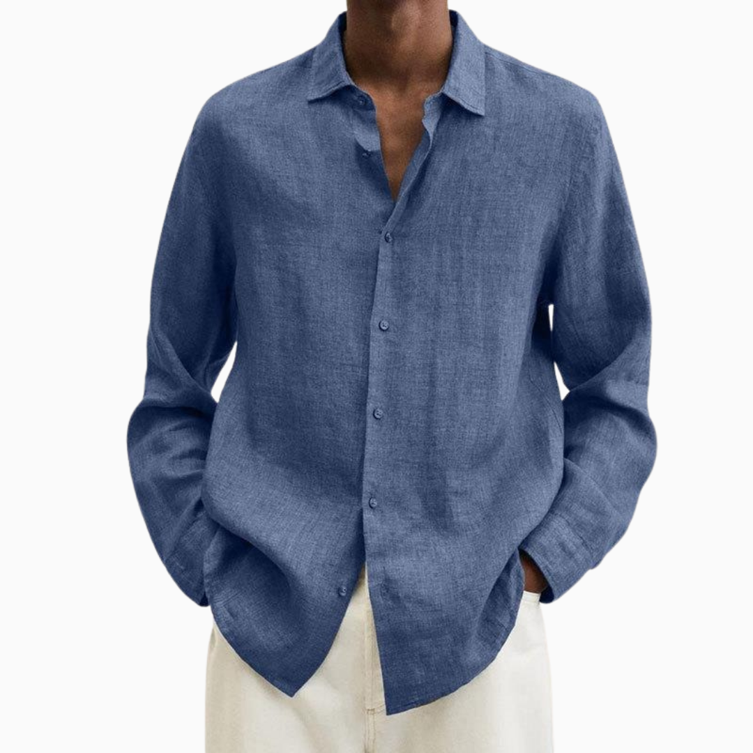 Lorenzo chemise homme en lin manches longues col chemise style casual