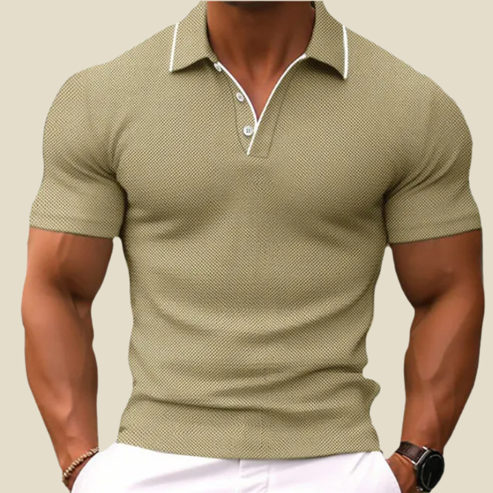 Polo Homme Maille Manches Courtes – Coupe Ajustée Patte Deux Boutons