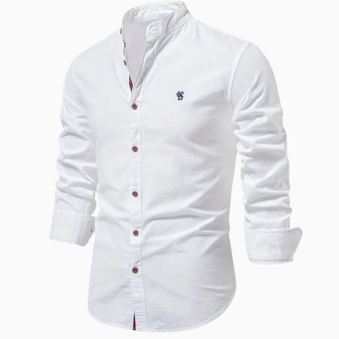 Elio chemise homme manches longues col montant style casual