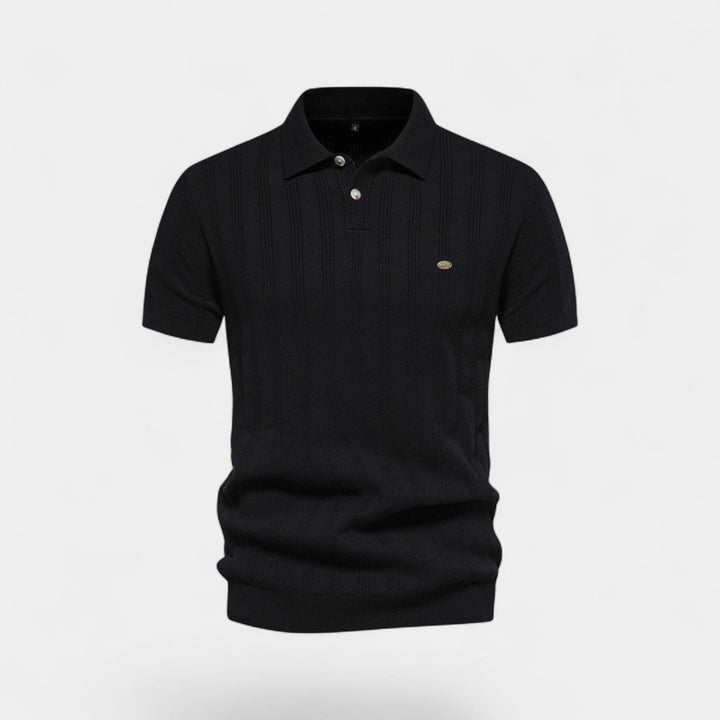 Polo Homme Maille Viscose – Polo Tricoté Manches Courtes Col Boutonné