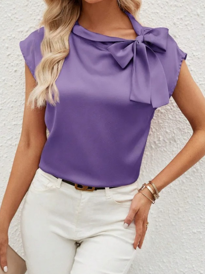 Blouse en satin pour femme avec nœud