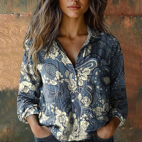 Apolline — Blouse Vintage à Imprimé Cachemire