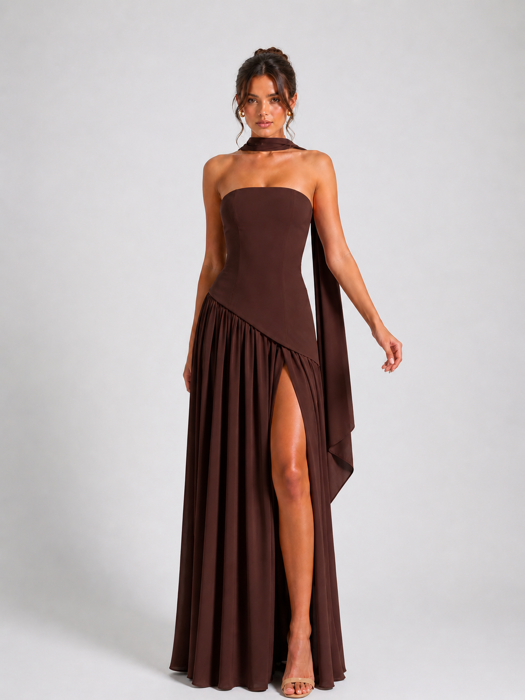 Solène Robe Fendue Drapée